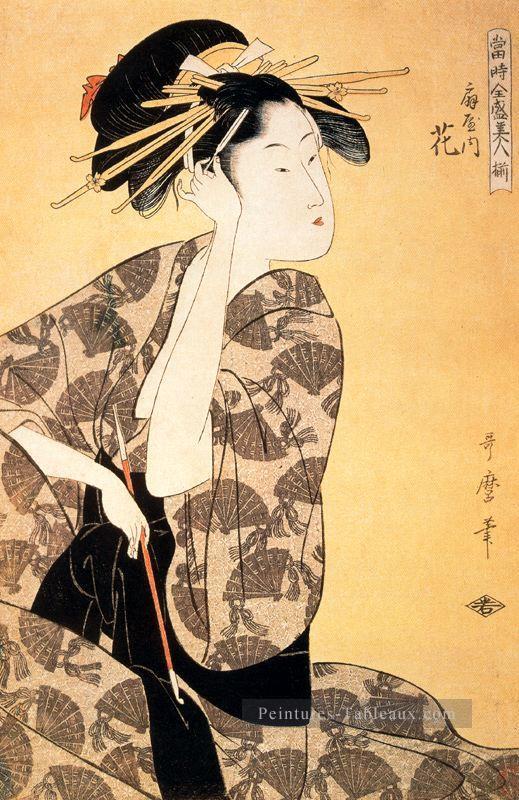 une scène sur le pont et Beld 1 Kitagawa Utamaro ukiyo e Bijin GA Peintures à l'huile